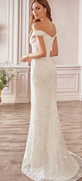 New long off the shoulder fitted beaded wedding dress,bridal gown - Picture 3 of 8